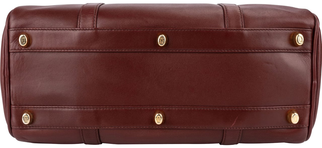 Cartier Bordeaux Leather Must de Cartier Boston Handbag Maroon