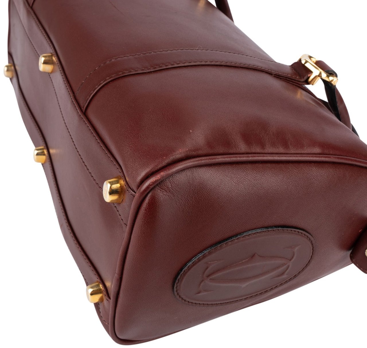 Cartier Bordeaux Leather Must de Cartier Boston Handbag Maroon