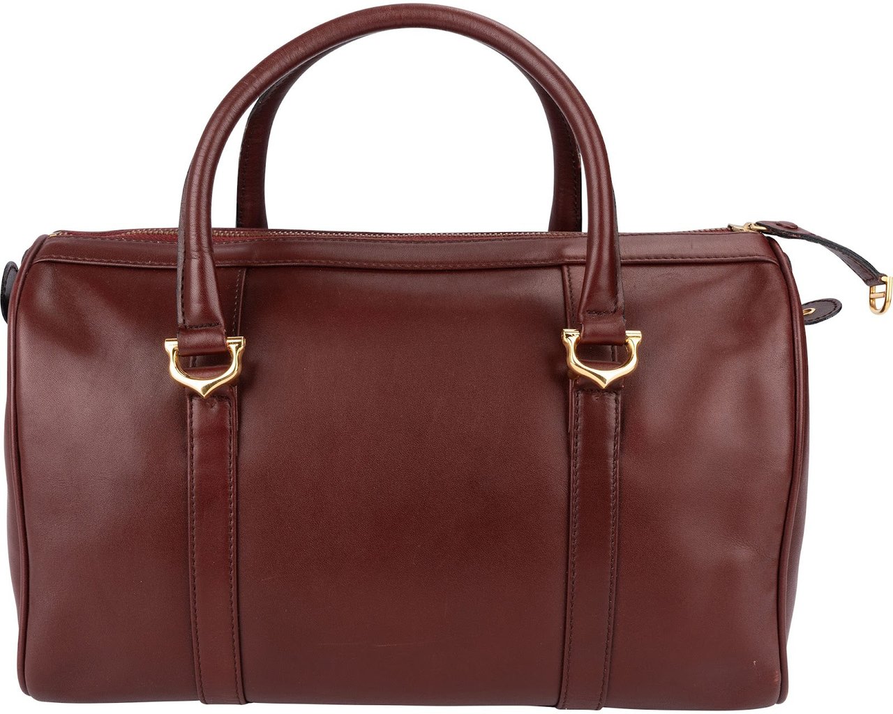 Cartier Bordeaux Leather Must de Cartier Boston Handbag Maroon