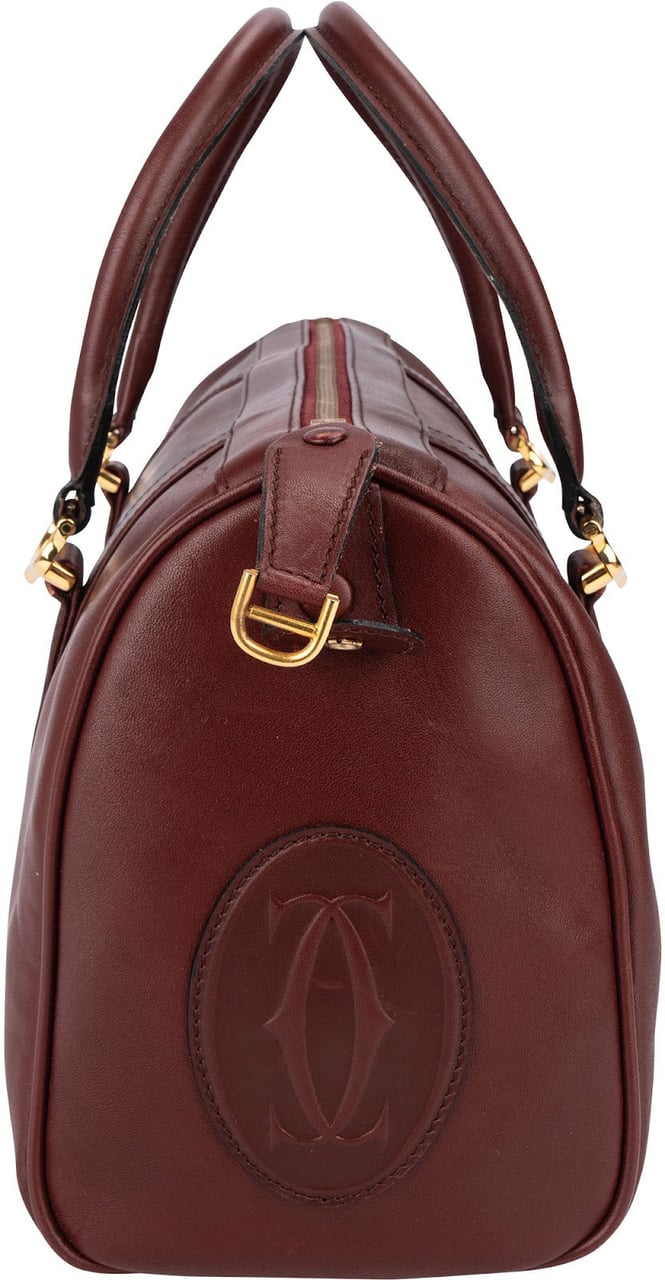 Cartier Bordeaux Leather Must de Cartier Boston Handbag Maroon