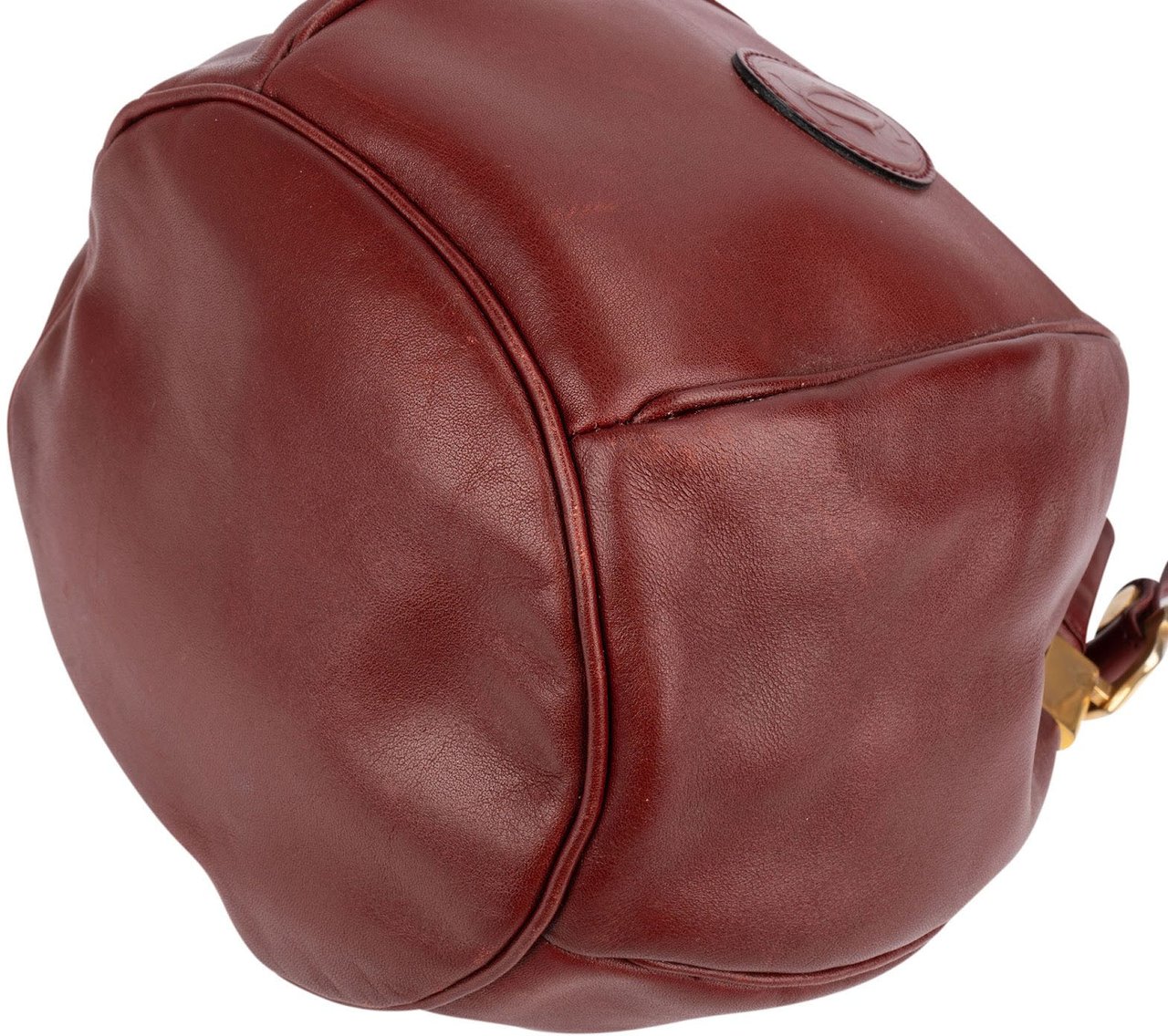 Cartier Bordeaux Leather Must de Cartier Round Bucket Drawstring Crossbody Bag Divers