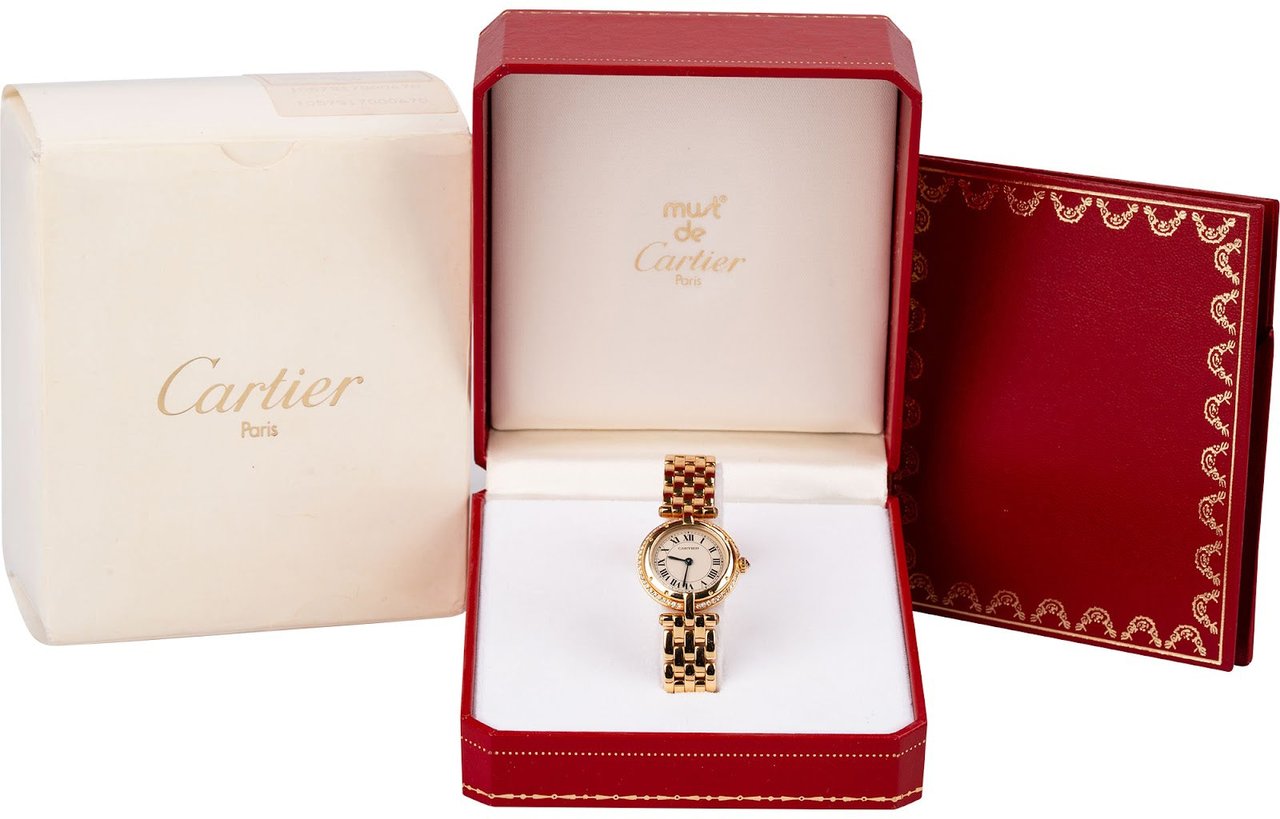 Cartier Panthere Vendome Diamond Bezel 18K Gold Womens Watch Oranje