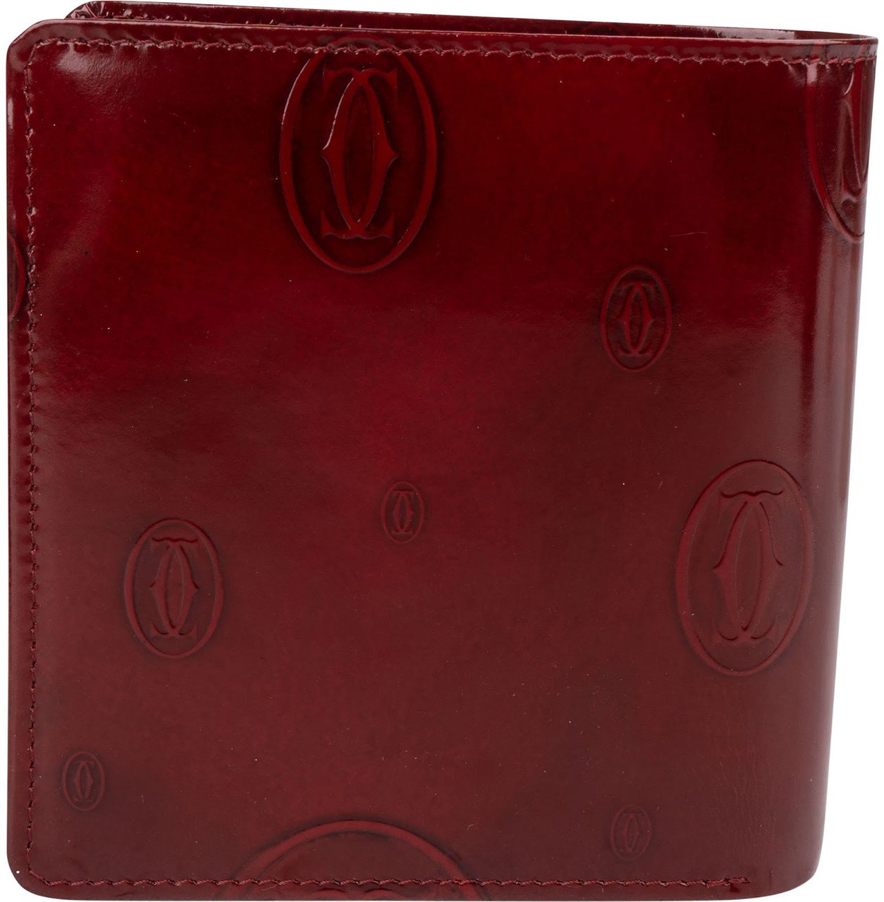 Cartier Patent Leather Happy Birthday Bifold Wallet Maroon
