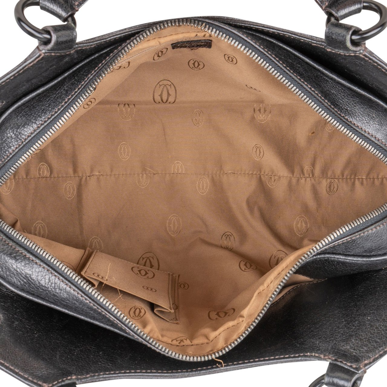 Cartier Black Grained Leather Marcello de Cartier Handbag Zwart