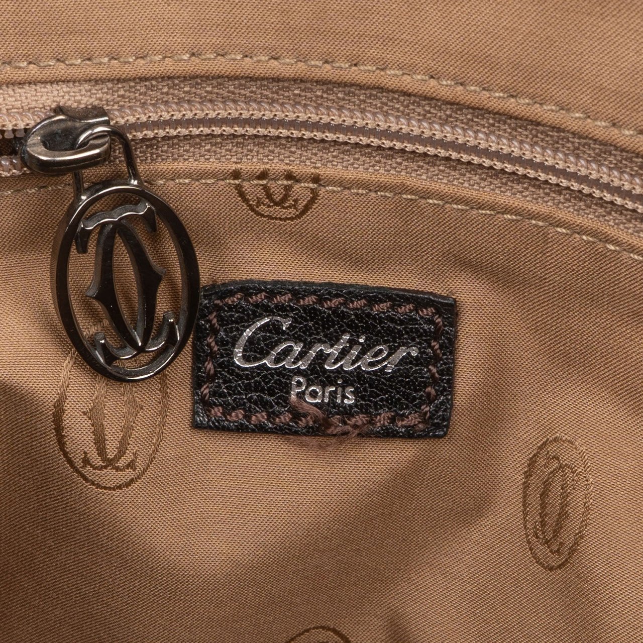Cartier Black Grained Leather Marcello de Cartier Handbag Zwart