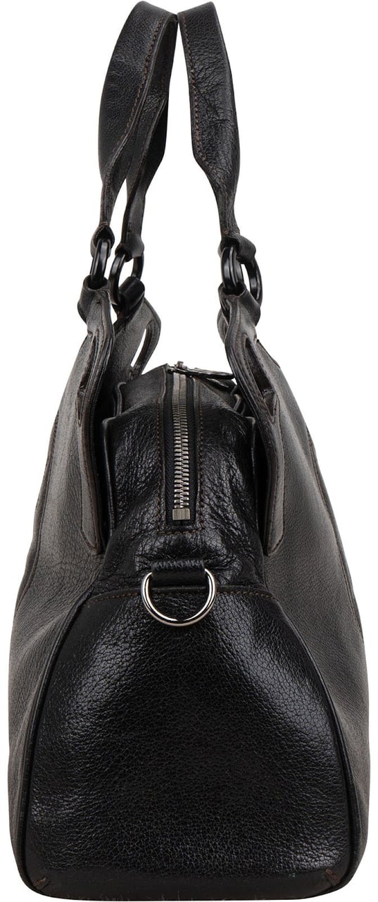 Cartier Black Grained Leather Marcello de Cartier Handbag Zwart