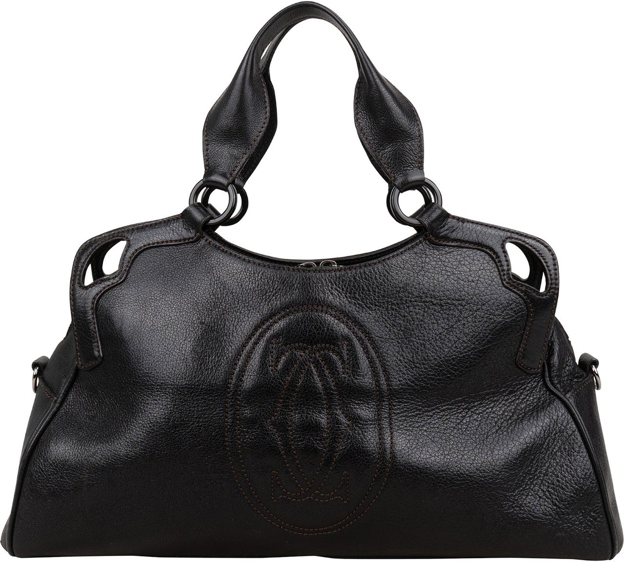 Cartier Black Grained Leather Marcello de Cartier Handbag Zwart