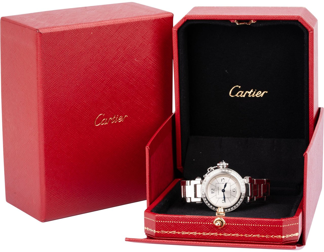 Cartier Silver Tone Miss Pasha Diamond Bezel 2973 Woman Watch Divers