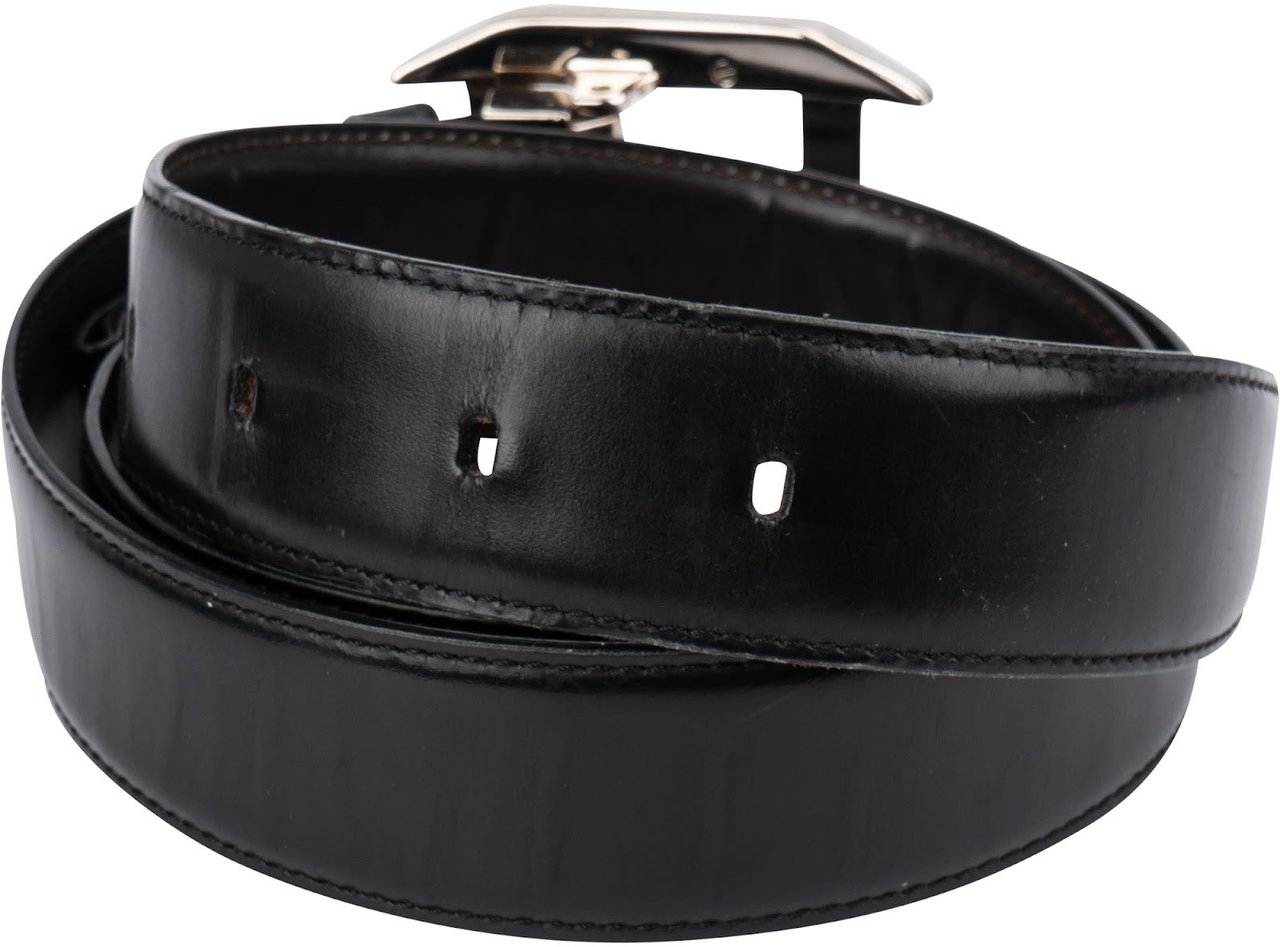 Cartier Silver Tone Reversible Leather Cartier Belt Zwart