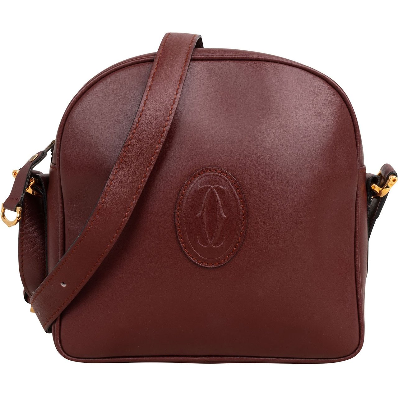 Cartier Bordeaux Leather Mastrine Camera Crossbody Bag Maroon