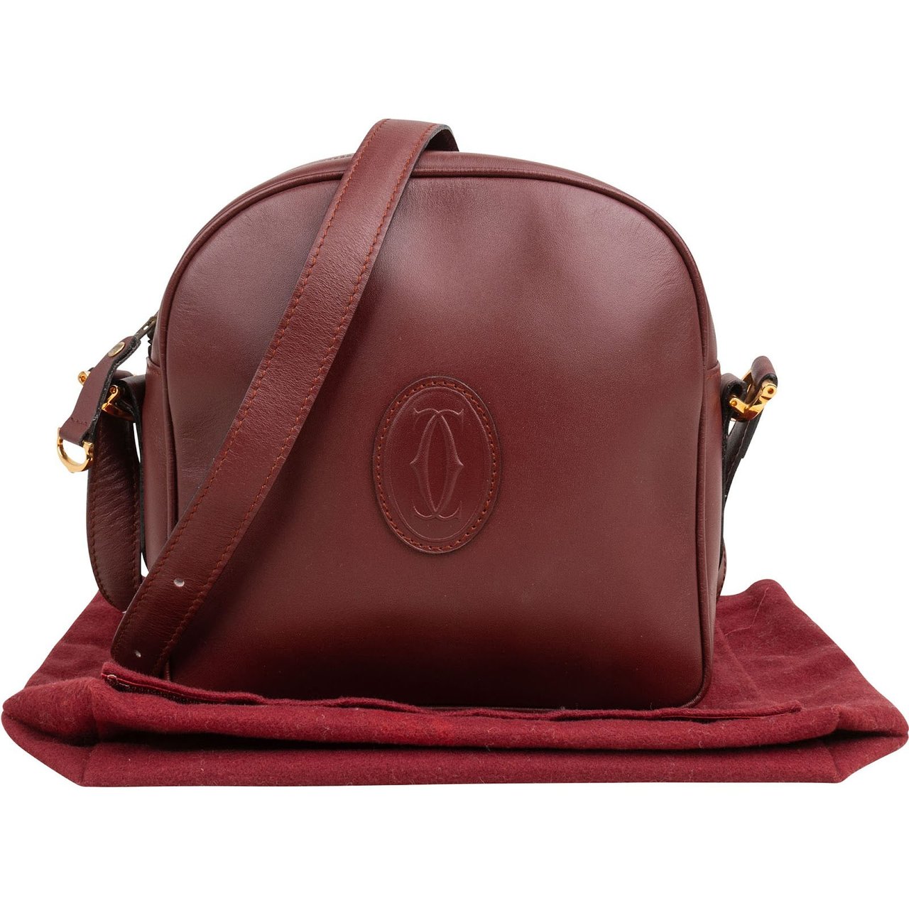 Cartier Bordeaux Leather Mastrine Camera Crossbody Bag Maroon