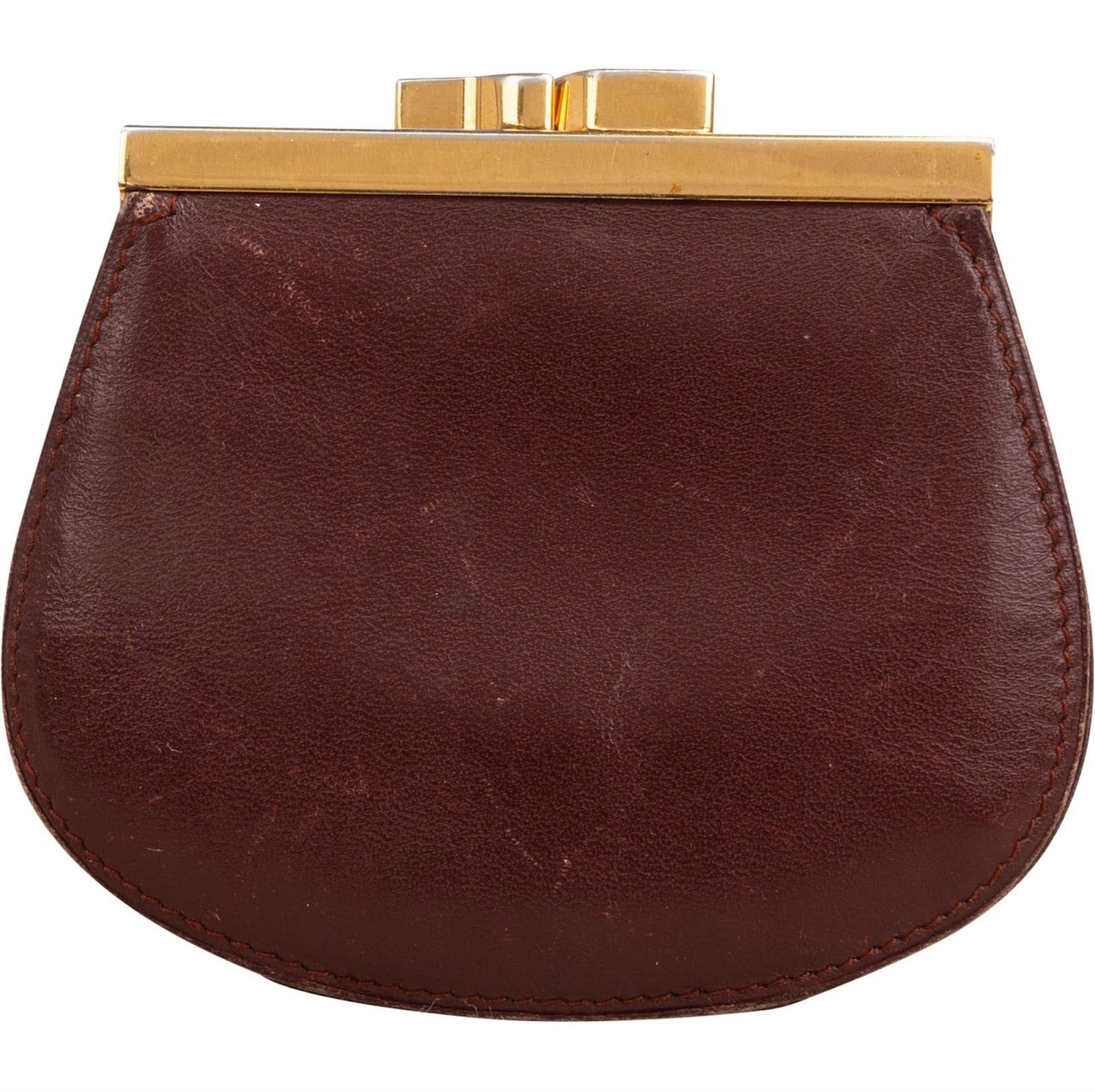 Cartier Bordeaux Leather Coin Wallet Maroon