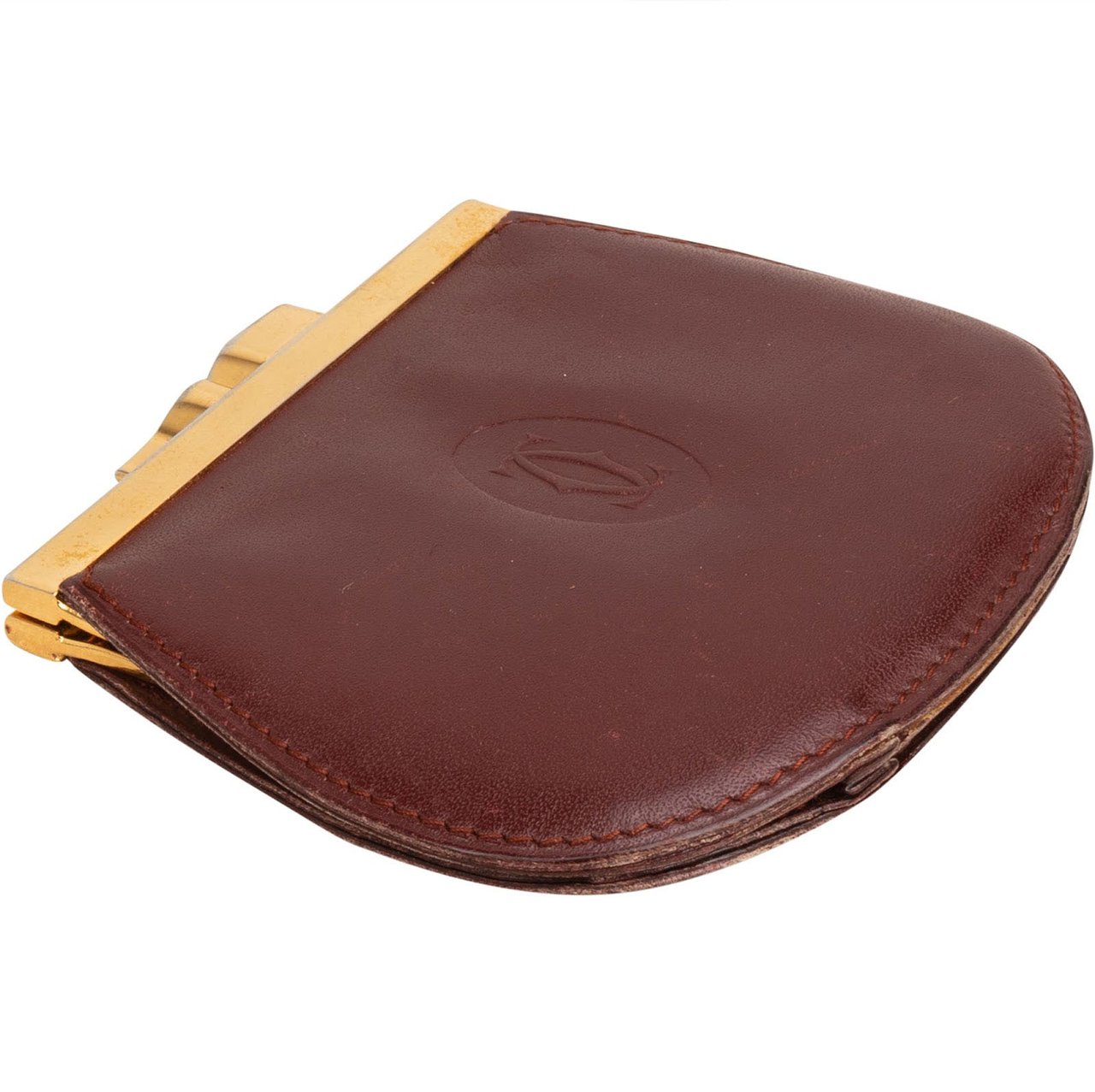 Cartier Bordeaux Leather Coin Wallet Maroon