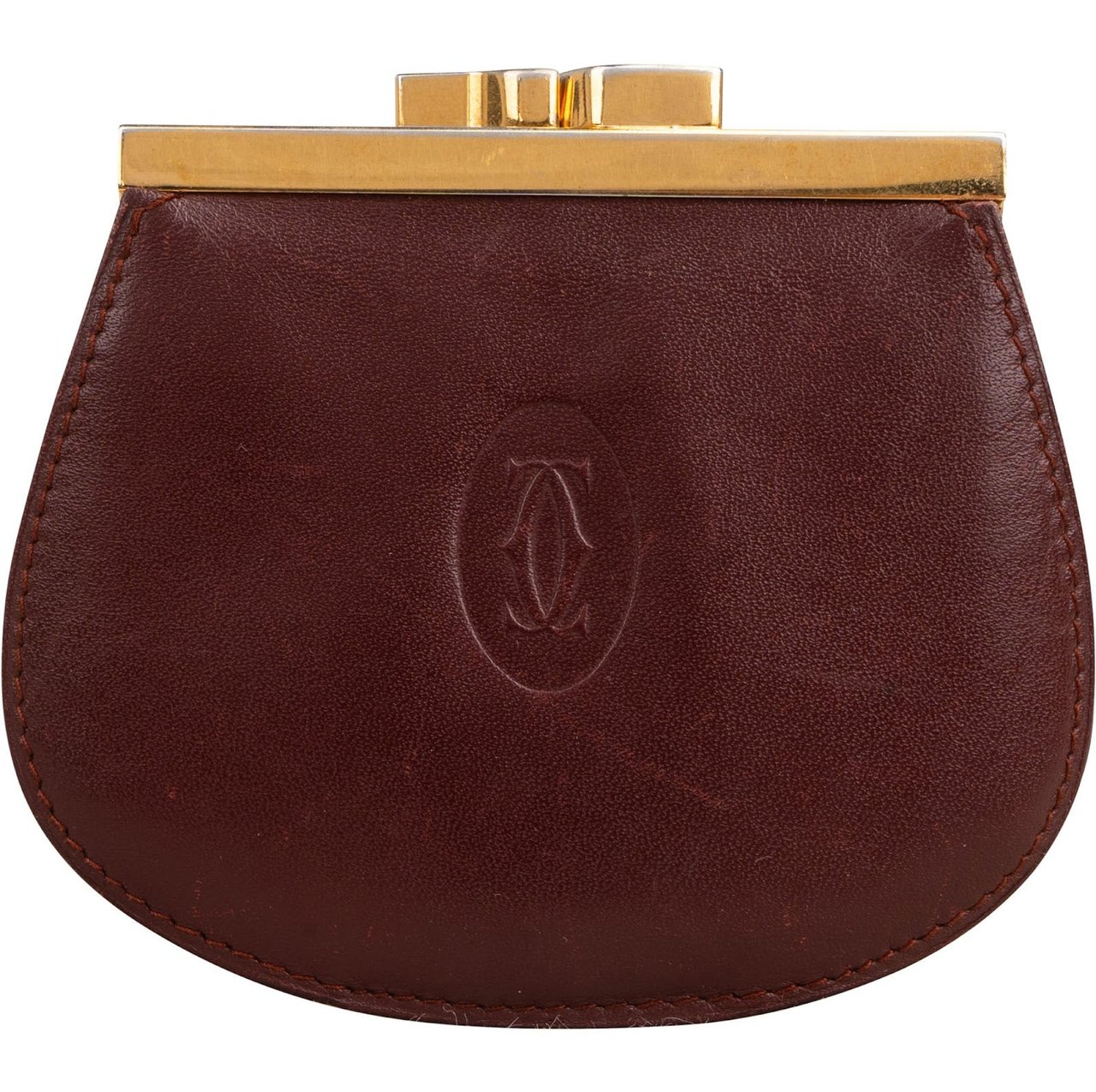 Cartier Bordeaux Leather Coin Wallet Maroon