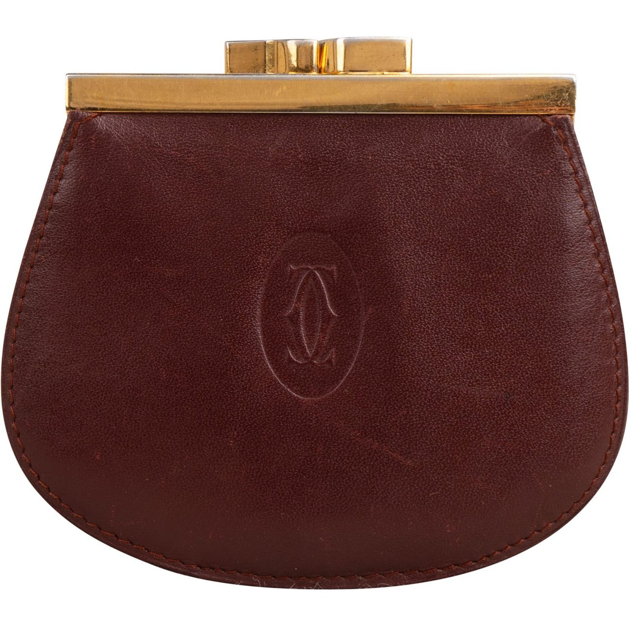Cartier Bordeaux Leather Coin Wallet Maroon
