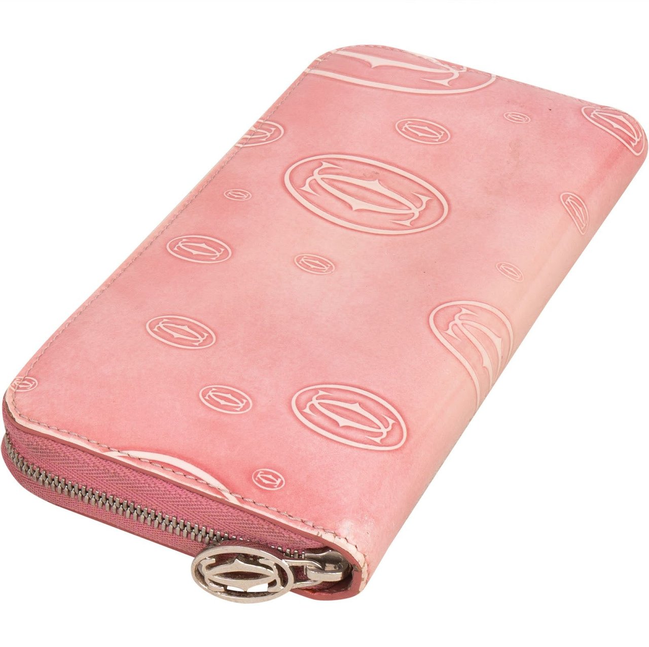 Cartier Patent Leather Happy Birthday Zippy Wallet Rood