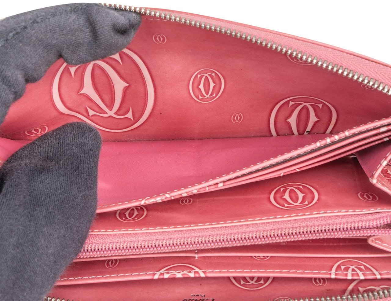 Cartier Patent Leather Happy Birthday Zippy Wallet Rood