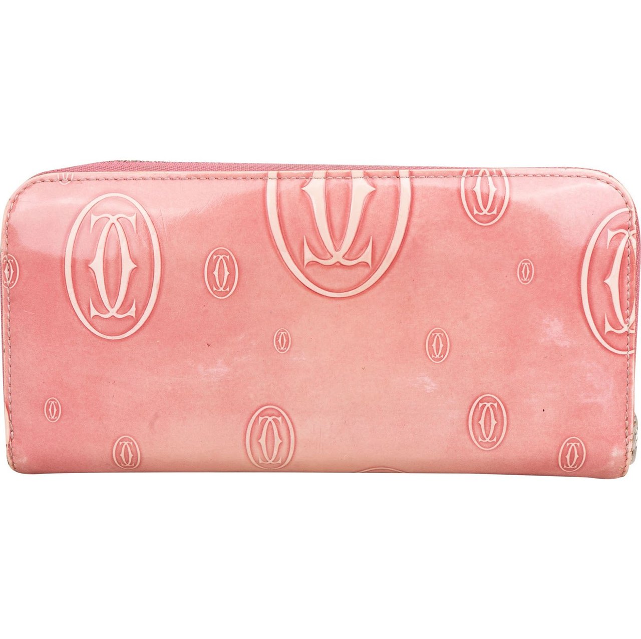 Cartier Patent Leather Happy Birthday Zippy Wallet Rood