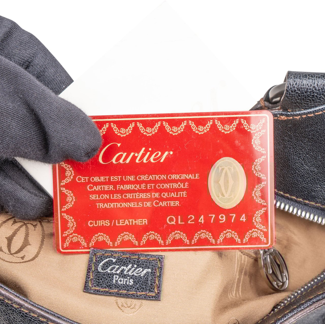 Cartier Cartier Classic Marcello Leather Handbag Bruin