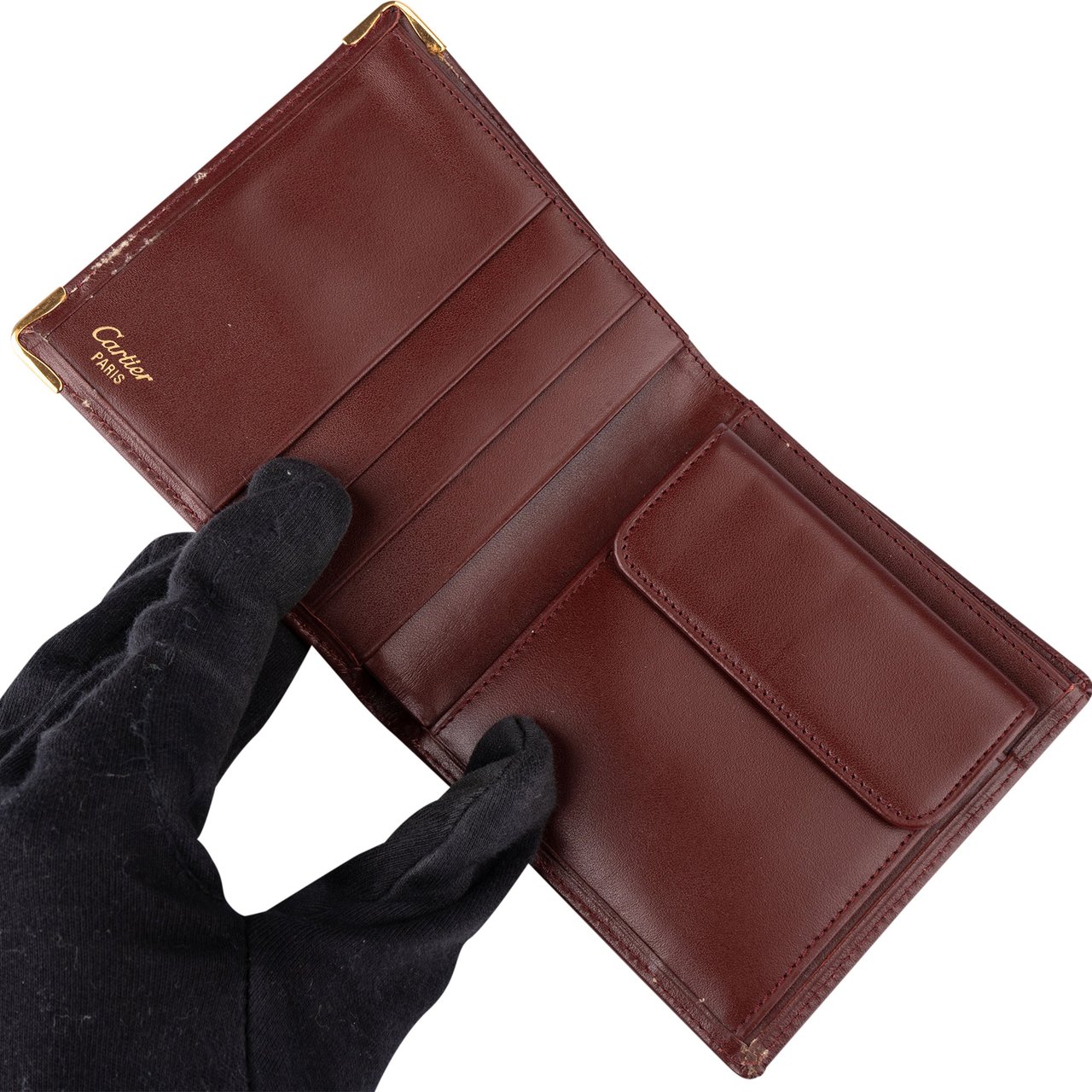 Cartier Cartier Bordeaux Leather Wallet Divers