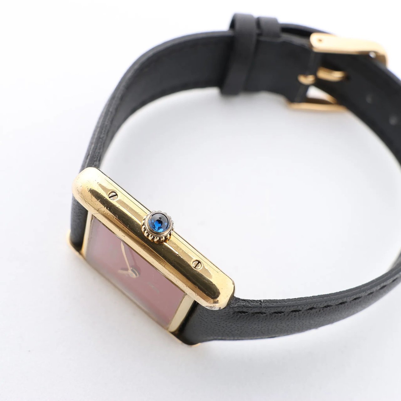 Cartier CARTIER Must Tank 3008378 925 External GP x Leather Stem-winder Burgundy Dial Watch Divers