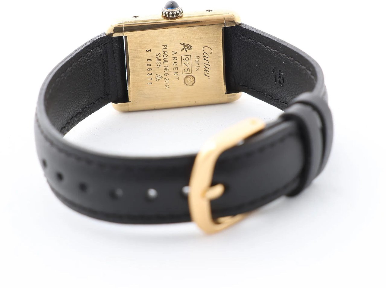 Cartier CARTIER Must Tank 3008378 925 External GP x Leather Stem-winder Burgundy Dial Watch Divers