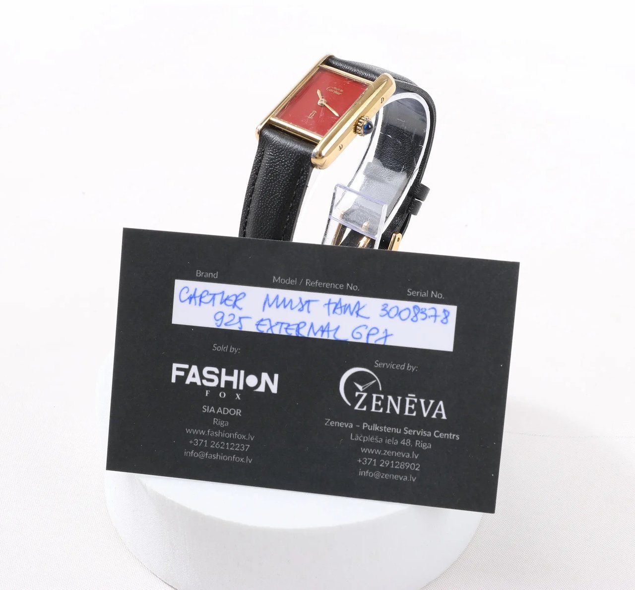 Cartier CARTIER Must Tank 3008378 925 External GP x Leather Stem-winder Burgundy Dial Watch Divers