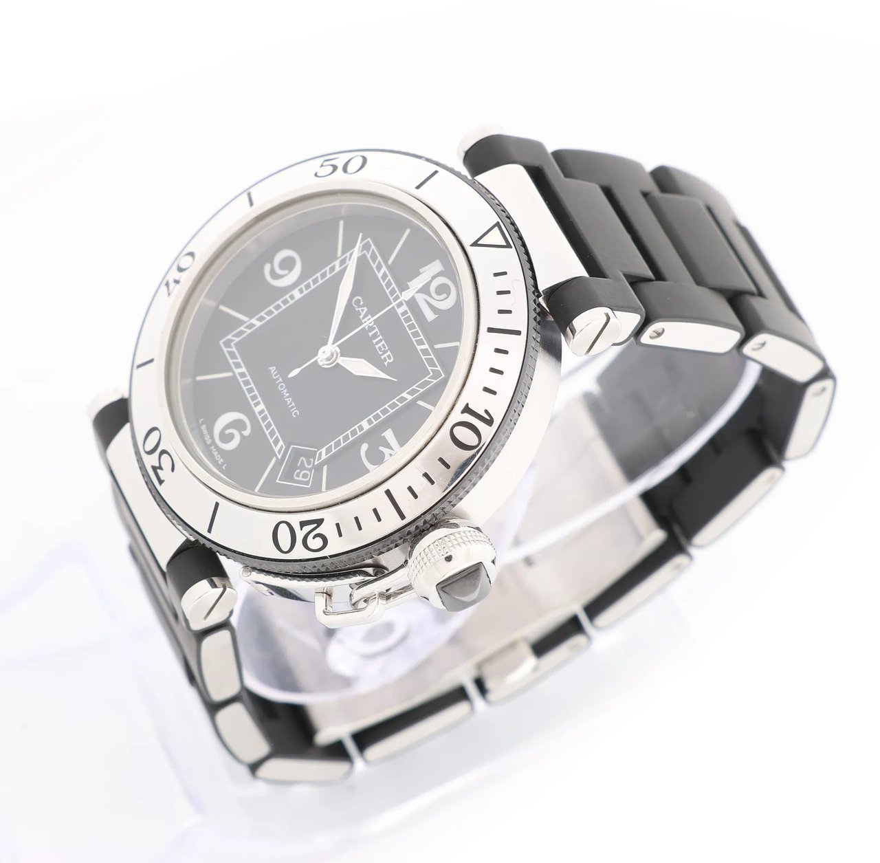 Cartier CARTIER Pasha Seatimer WW31077U2 2790520750MX SS x Rubber AT Watch with Black Dial Zwart