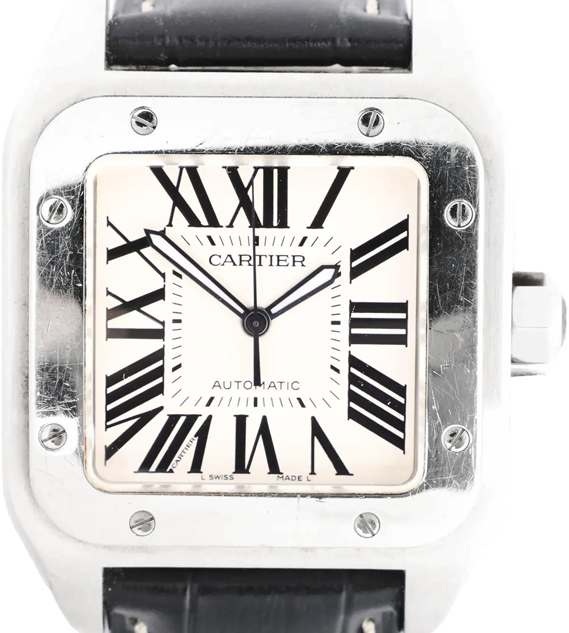 Cartier Santos 100 W20076X8 2656733456CE SS AT Watch with White Dial Divers