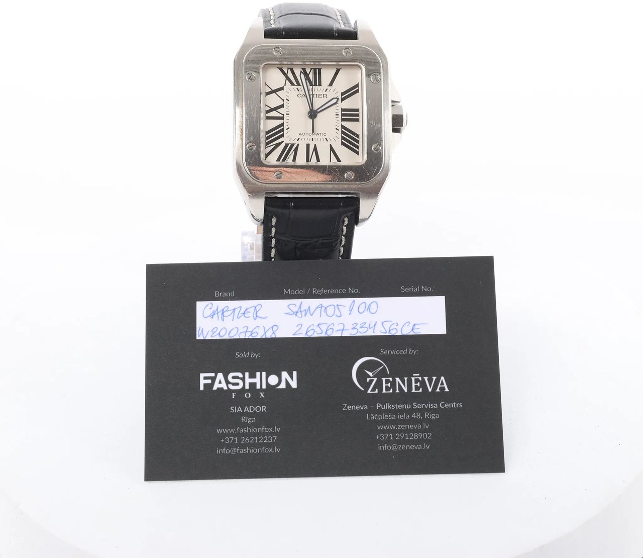 Cartier Santos 100 W20076X8 2656733456CE SS AT Watch with White Dial Divers