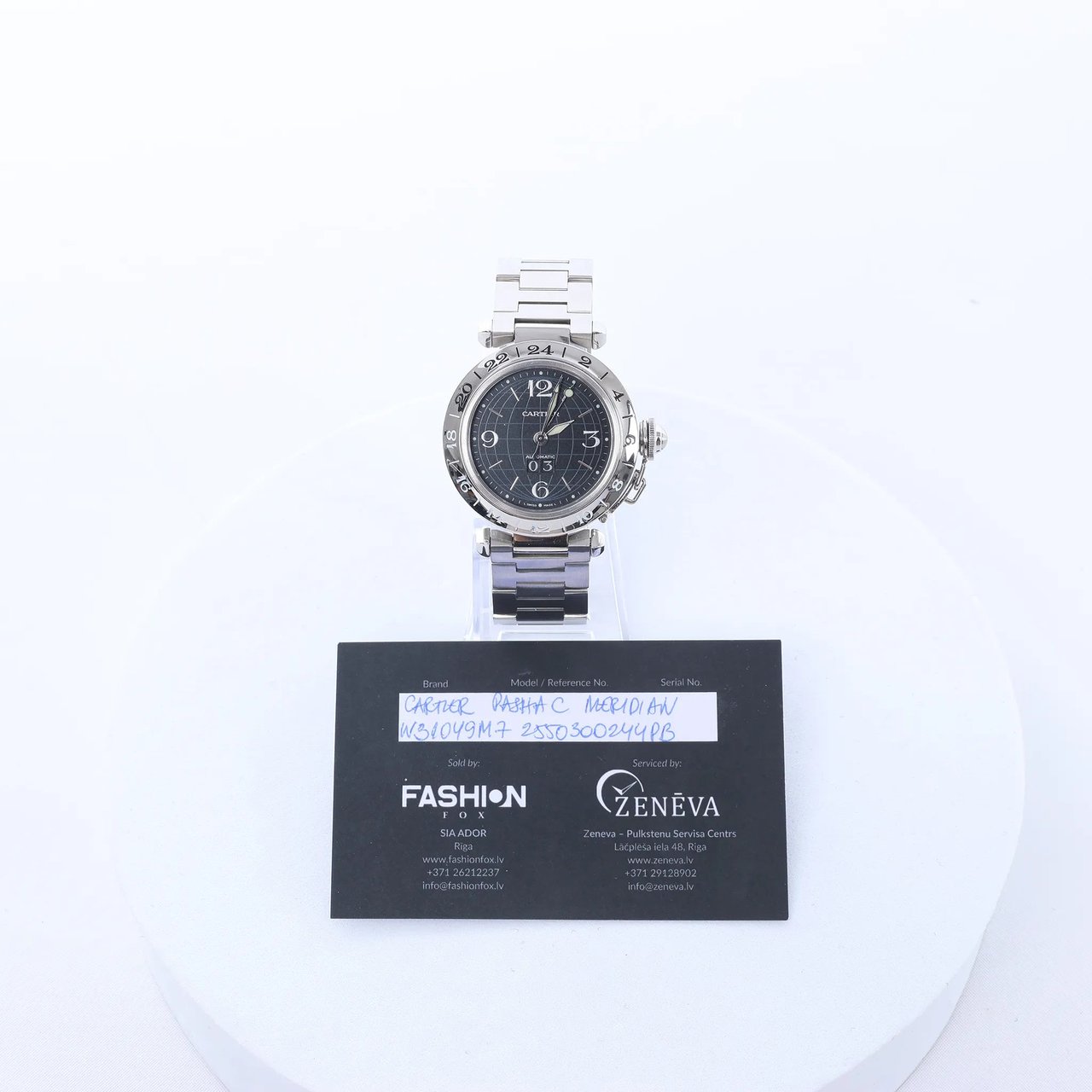 CARTIER Pasha C Meridian W31049M7 2550300244PB SS AT Watch with Black Dial Zwart