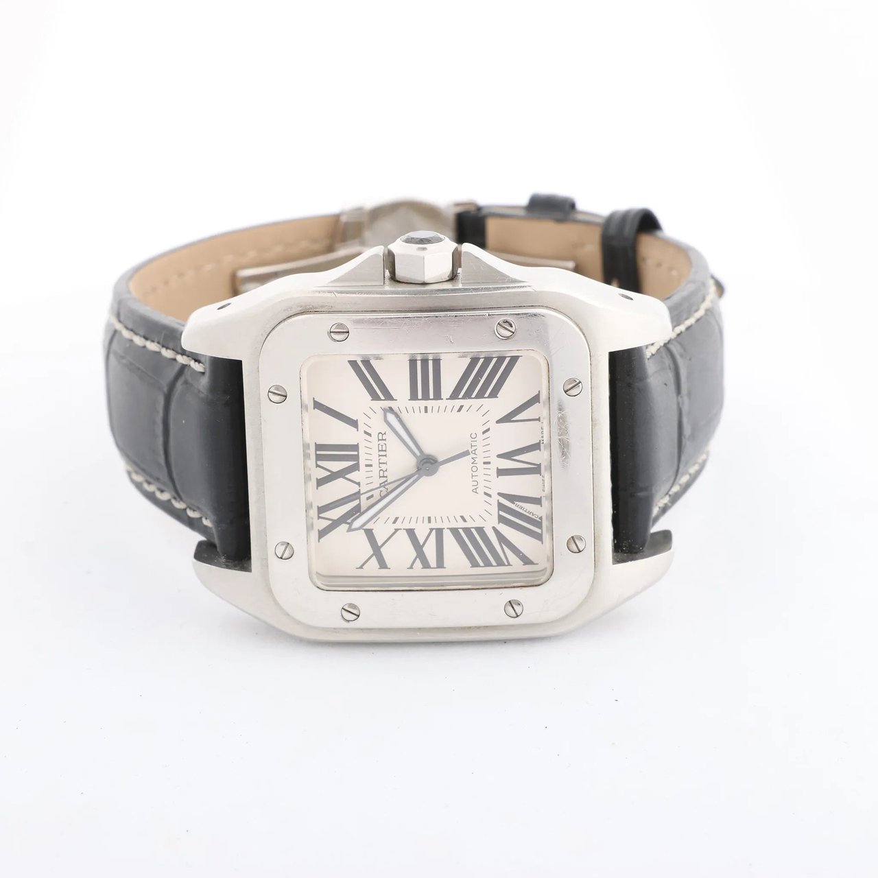 Cartier Santos 100 W20076X8 2656733456CE SS AT Watch with White Dial Divers