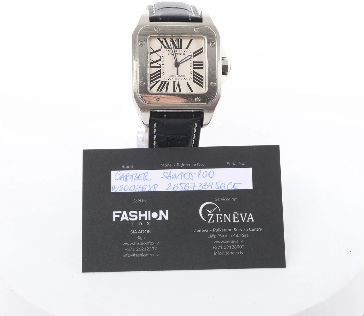 Cartier Santos 100 W20076X8 2656733456CE SS AT Watch with White Dial Divers