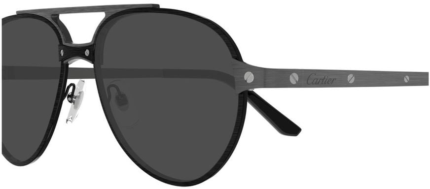 Cartier Ct0476S Santos De Ruthenium Metal Pilot Sunglasses Grijs