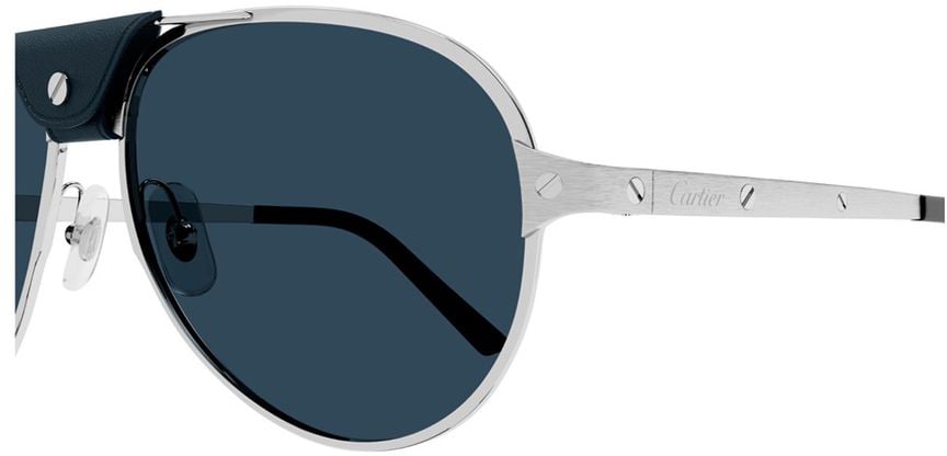 Cartier Ct0034S Santos De Metal Frame Pilot Sunglasses Grijs