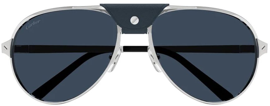 Cartier Ct0034S Santos De Metal Frame Pilot Sunglasses Grijs