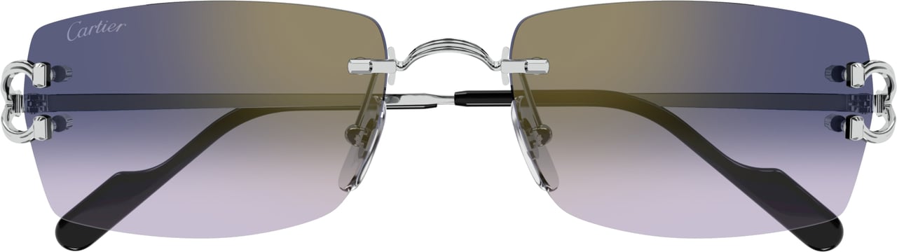 Cartier Rectangular Rimless Sunglasses With Gradient Lenses Grijs