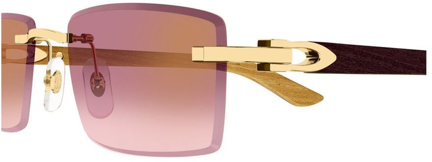 Cartier Ct0582S Décor C Allongé De Rimless Rectangular Sunglasses Roze