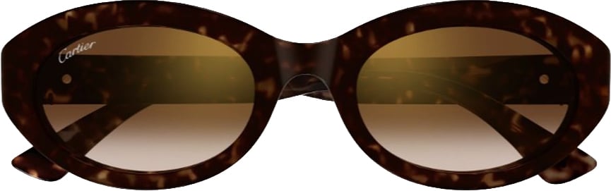 Cartier Tortoiseshell Oval Frame Sunglasses with Gradient Lenses Zwart