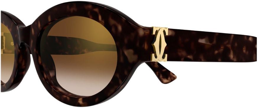 Cartier Tortoiseshell Oval Frame Sunglasses with Gradient Lenses Zwart
