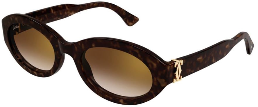 Cartier Tortoiseshell Oval Frame Sunglasses with Gradient Lenses Zwart