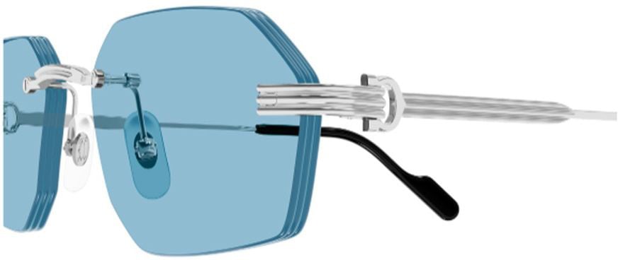 Cartier Rimless Geometric Sunglasses With Light Blue Lenses Blauw