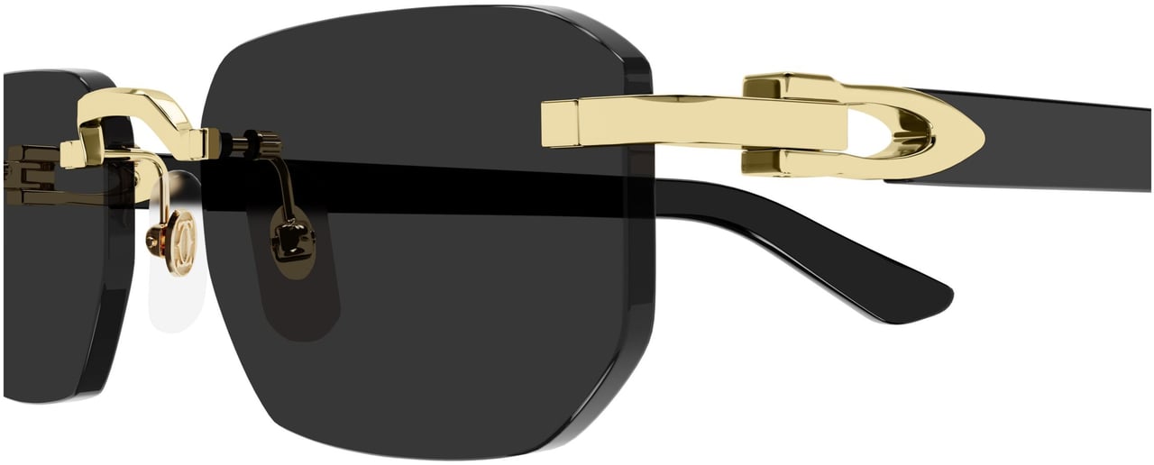 Cartier Rimless Rectangular Sunglasses With Gold Accents Zwart