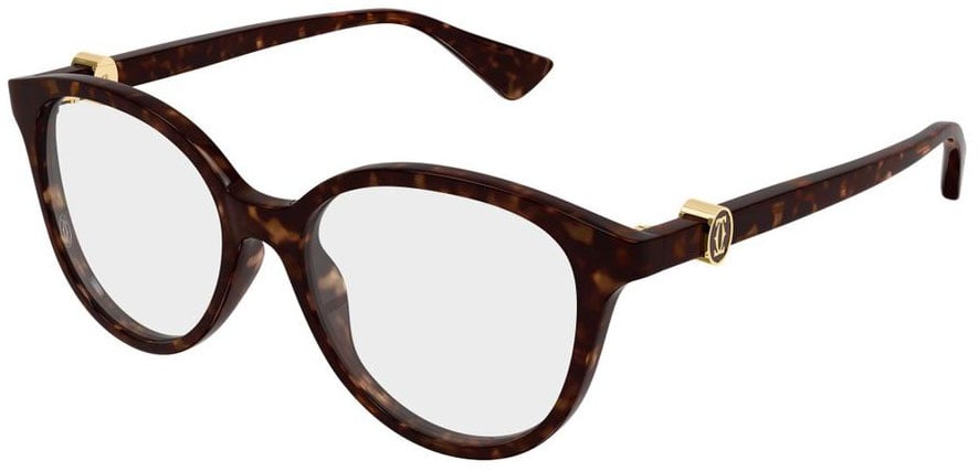 Cartier Ct0643o Rounded Tortoiseshell Frame Eyeglasses Wit