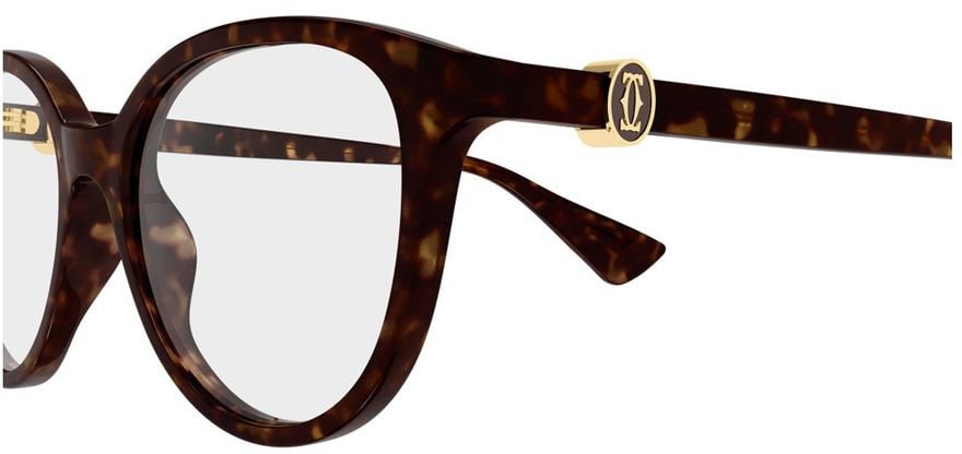 Cartier Ct0643o Rounded Tortoiseshell Frame Eyeglasses Wit