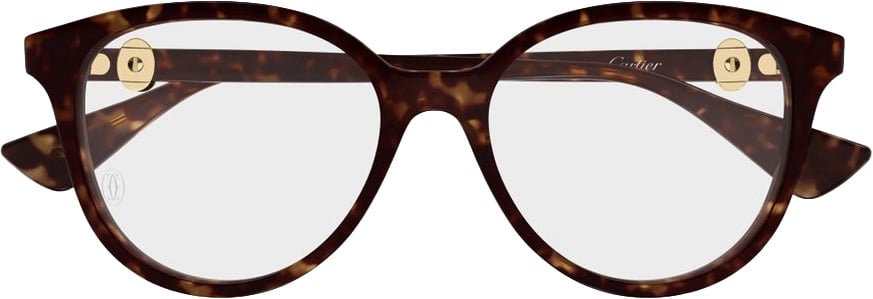 Cartier Ct0643o Rounded Tortoiseshell Frame Eyeglasses Wit