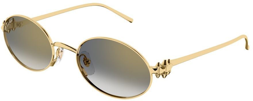 Cartier Ct0644s Gold Metal Oval Sunglasses Grijs