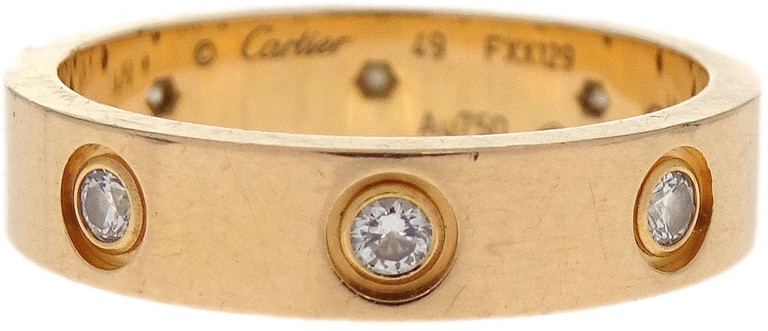 Cartier Cartier Love Wedding Band 8 Diamonds Ring 18K Yellow Gold with Diamonds Goud