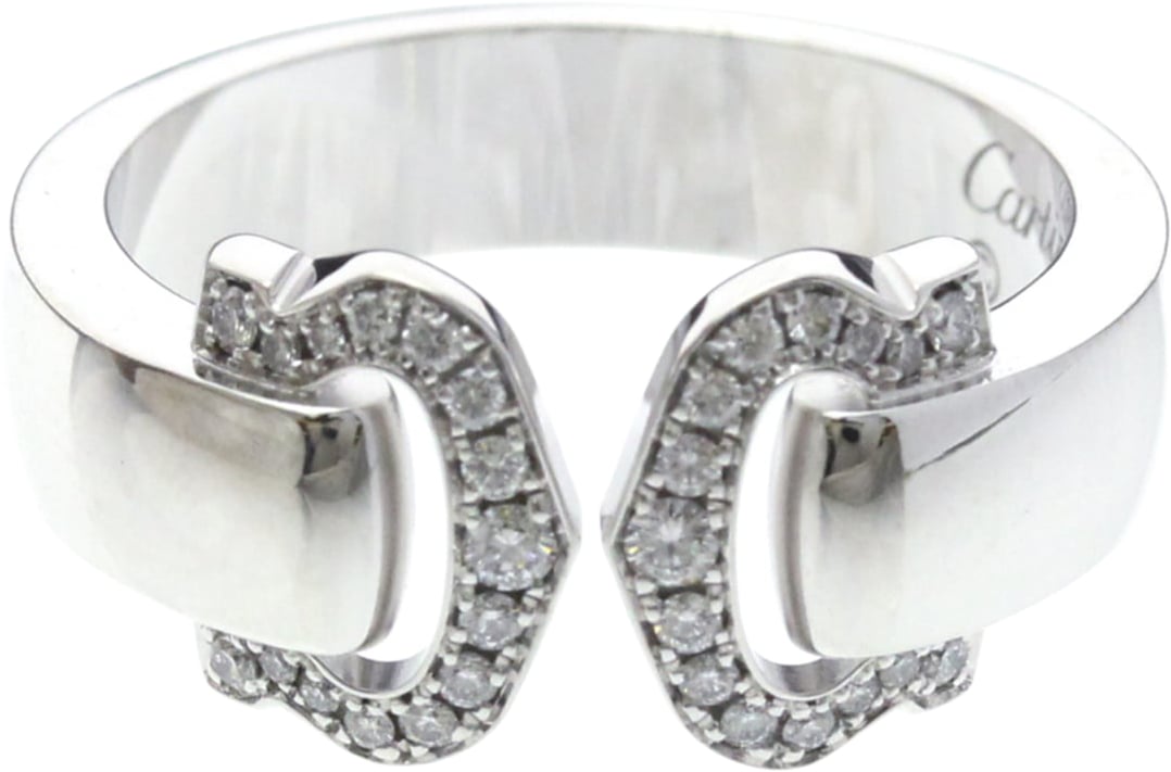 Cartier Vintage C de Cartier 18K White Gold with Diamonds Zilver