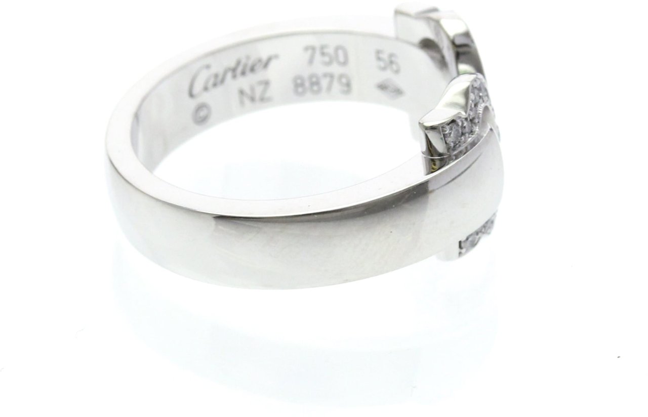 Cartier Vintage C de Cartier 18K White Gold with Diamonds Zilver